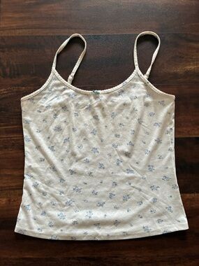 Women’s Cream Floral Lace-Trim Camisole Tank Top